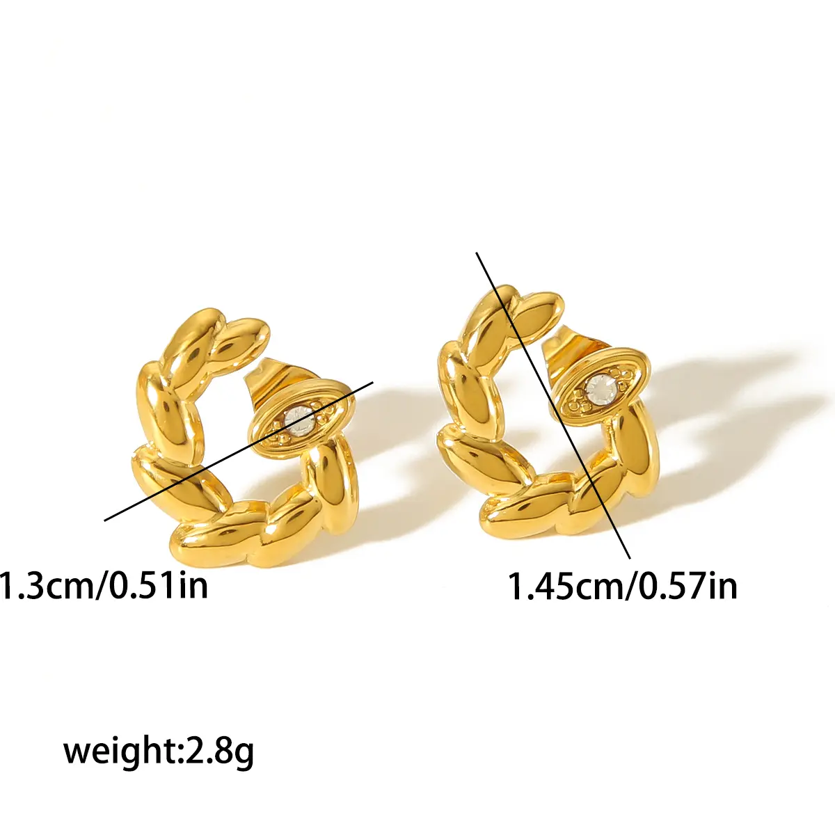 1 Pair Simple Niche Style Twist Shape Stainless Steel 18K Gold Plated Inlay Rhinestone Women's Stud Earrings h5 Picture2